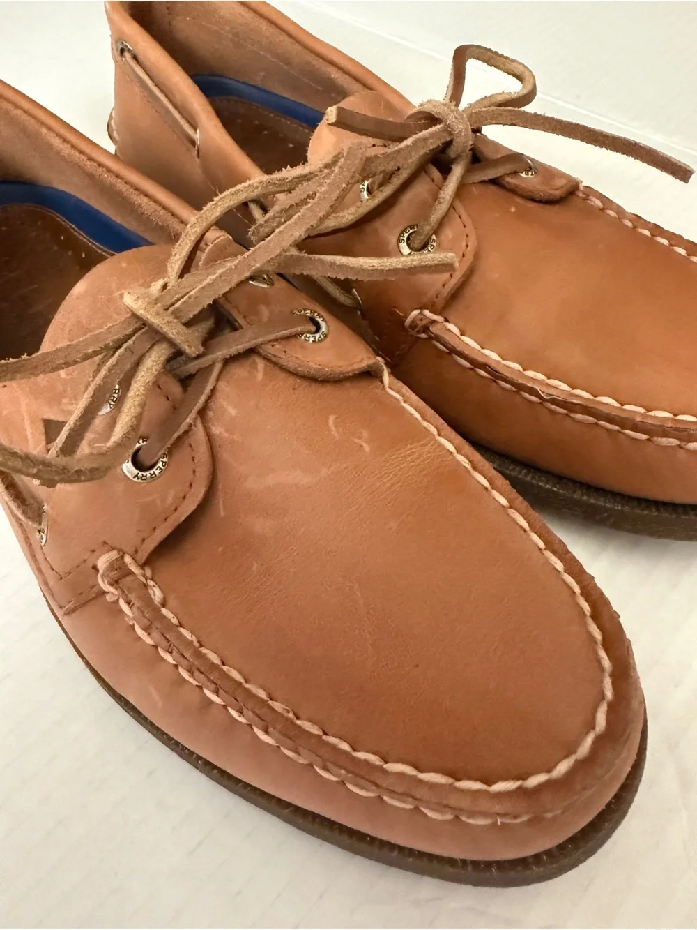 Sperry Top-Sider Original 2-Eye Boat Shoes Tan Leather Uppers Men's Size 9.5M